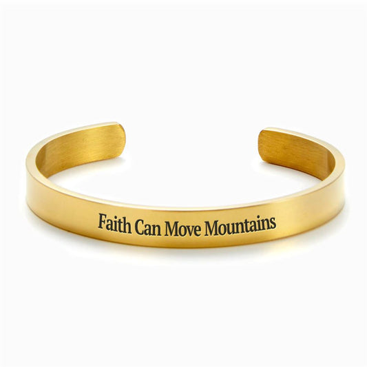 Faith Can Move Mountains Personalized Cuff Bracelet, Christian Bracelet For Women, Bible Jewelry, Inspirational Gifts