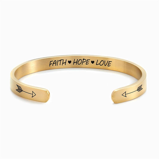 Faith Hope Love Personalized Cuff Bracelet, Christian Bracelet For Women, Bible Jewelry, Mother's Day Jewelry