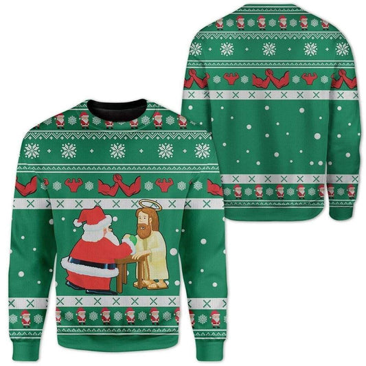 Funny Jesus & Santa Ugly Christmas Sweater For Men & Women, Christian Sweater, God Gift, Gift For Christian, Jesus Winter Fashion