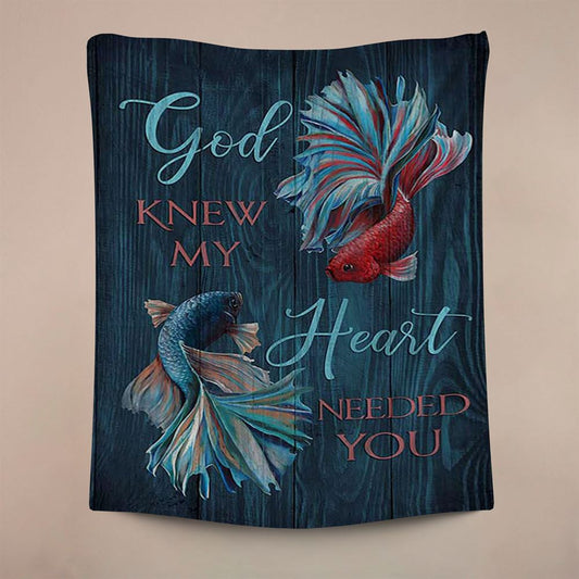 God Knew My Heart Needed You Fish Tapestry Wall Art, Inspirational Art, Christian Home Decor, Christian Wall Decor, Religious Home Decor