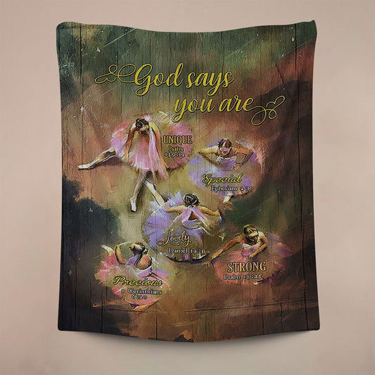 God Says You Are Ballet Dancer Ballet Tapestry Wall Art, Christian Wall Decor, Religious Home Decor