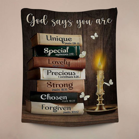 God Says You Are Book Vintage Bible Night Tapestry Wall Art, Christian Wall Decor, Religious Home Decor