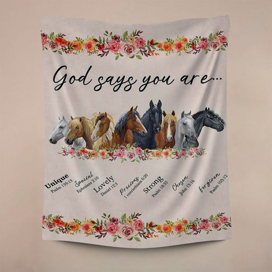 God Says You Are Horse Tapestry Wall Art, Christian Wall Tapestry, Religious Tapestry, Christian Wall Decor, Religious Home Decor
