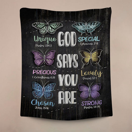 God Says You Are Tapestry Wall Art, Inspirational Art, Christian Home Decor, Christian Wall Decor, Religious Home Decor