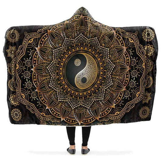 Golden Mandalas Hooded Blanket, Hippie Hooded Blanket, In Style Mandala, Hippie, Cozy Vibes, Mandala Gift