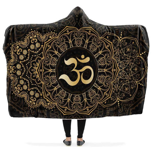 Golden Om Hooded Blanket, Hippie Hooded Blanket, In Style Mandala, Hippie, Cozy Vibes, Mandala Gift