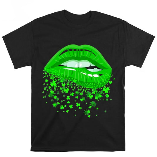 Green Lipstick Marijuana Shamrock Lip St Patricks Day Shirt, St Patrick's Day T shirt, St Paddys Day T Shirt, Shamrock Tee