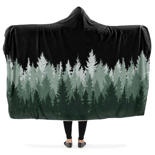 Greenery Pines Black Hooded Blanket, Hippie Hooded Blanket, In Style Mandala, Hippie, Cozy Vibes, Mandala Gift