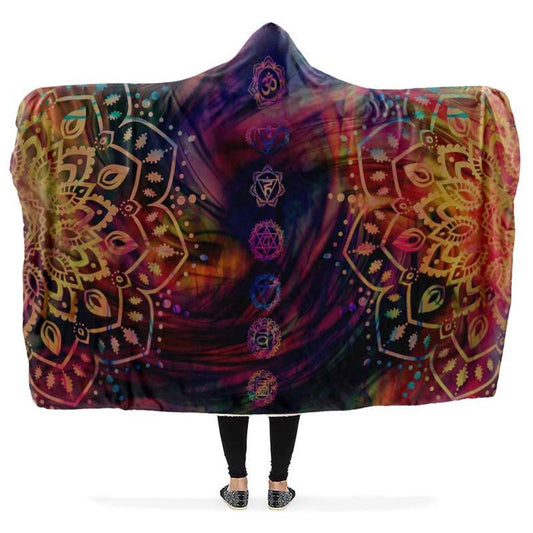 Groovy Chakra Mandala Hooded Blanket, Hippie Hooded Blanket, In Style Mandala, Hippie, Cozy Vibes, Mandala Gift