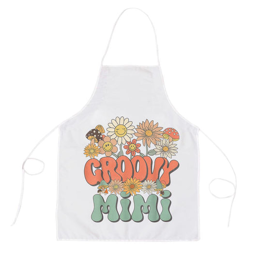 Groovy Mimi Floral Hippie Retro Daisy Flower Mothers Day Apron, Mother's Day Apron, Funny Cooking Apron For Mom