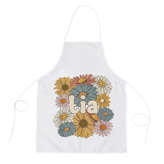 Groovy Tia Grandmother Flowers Tia Grandma Apron, Mother's Day Apron, Funny Cooking Apron For Mom