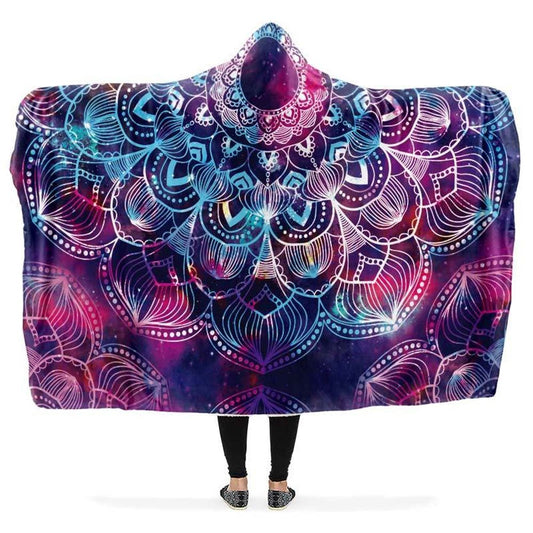 Halfway Galaxy Mandala Hooded Blanket, Hippie Hooded Blanket, In Style Mandala, Hippie, Cozy Vibes, Mandala Gift