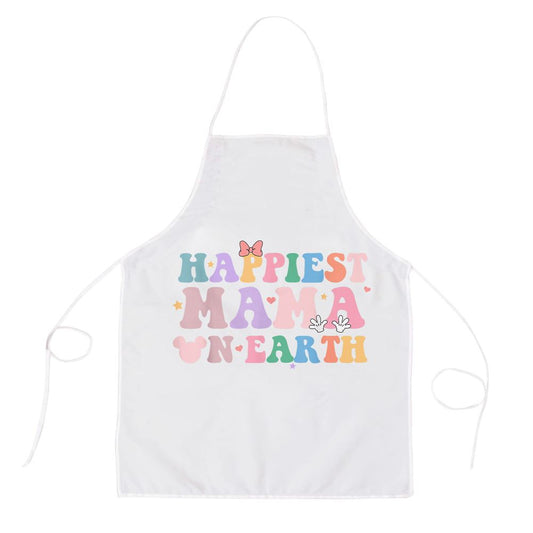 Happiest Mama On Earth Retro Groovy Mom Happy Mothers Day Apron, Mother's Day Apron, Funny Cooking Apron For Mom