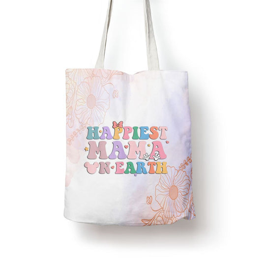 Happiest Mama On Earth Retro Groovy Mom Happy Mothers Day Tote Bag, Mother's Day Tote Bag, Mother's Day Gift, Shopping Bag For Women