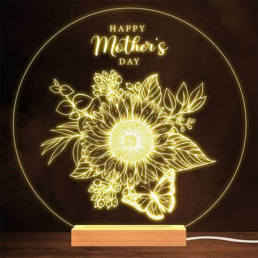 Happy Mother's Day Butterfly Sunflowers Gift Lamp Night Light, Mother's Day Lamp, Mother's Day Night Light