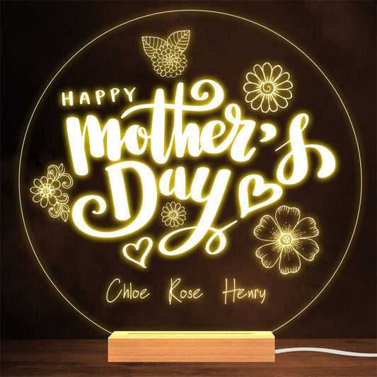 Happy Mother's Day Flowers Gift Lamp Night Light, Mother's Day Lamp, Mother's Day Night Light