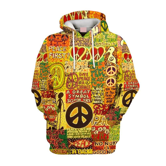 Hippie A Great Symbol 50 For Yrs, Love Is All You Need All Over Print 3D Hoodie For Men And Women, Hippie Gifts, Hippie Hoodie, Hippie Clothes