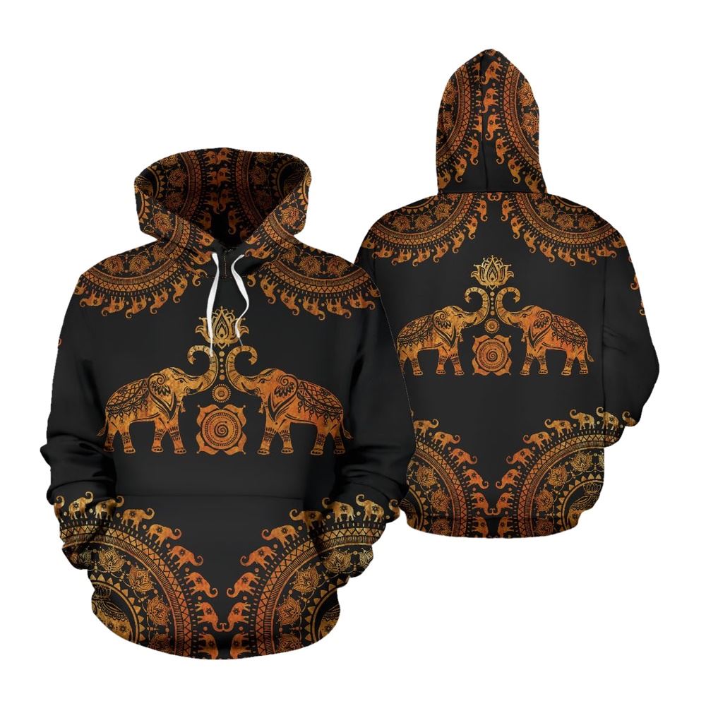 Hippie Elephant Mandala All Over Print 3D Hoodie For Men And Women, Hippie Outfit Ideas, Costume Hippie