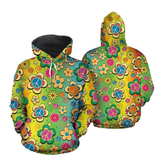 Hippie Peace All Over Print 3D Hoodie For Men And Women, Hippie Gifts, Hippie Hoodie, Hippie Clothes