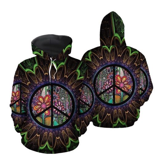 Hippie Peace Flower All Over Print 3D Hoodie For Men And Women, Hippie Gifts, Hippie Hoodie, Hippie Clothes