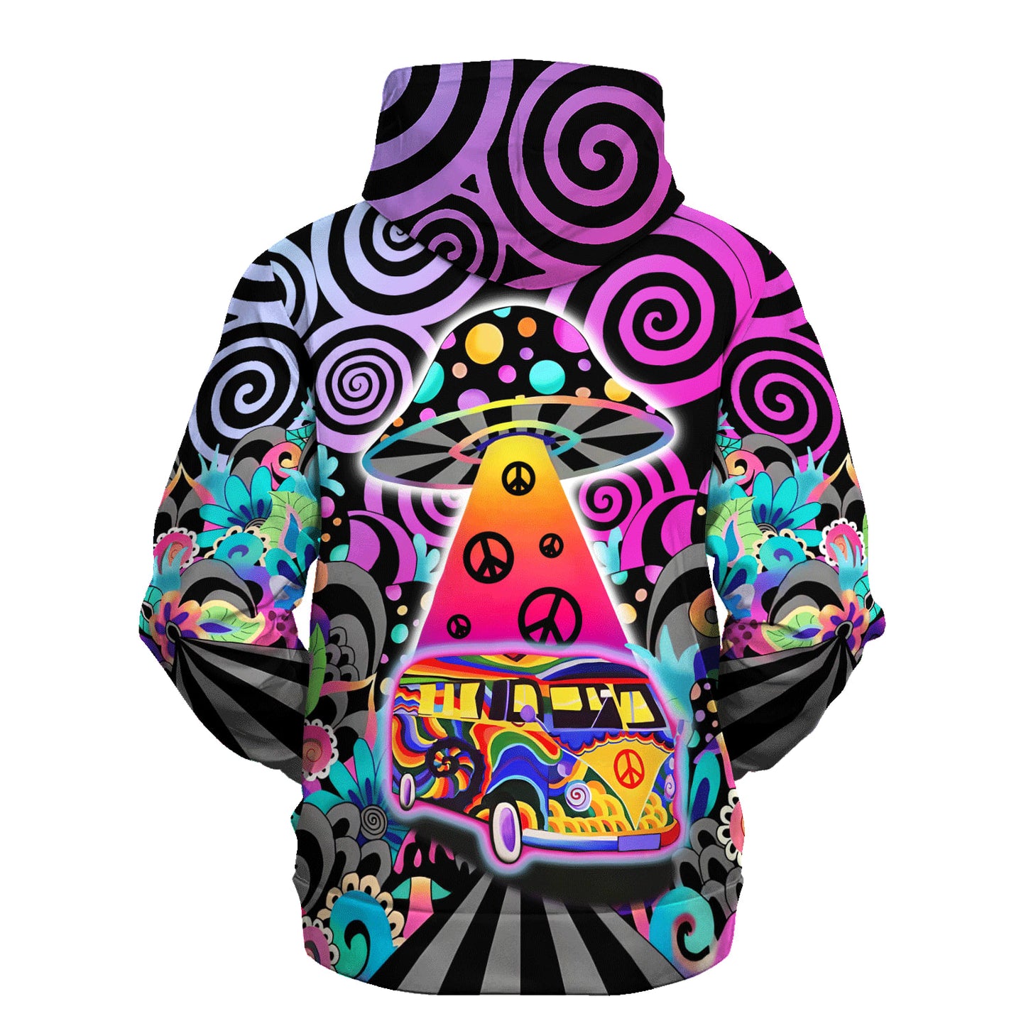 Hippie The Mushroom And The Bus On The Road All Over Print 3D Hoodie For Men And Women, Hippie Gifts, Hippie Hoodie, Hippie Clothes