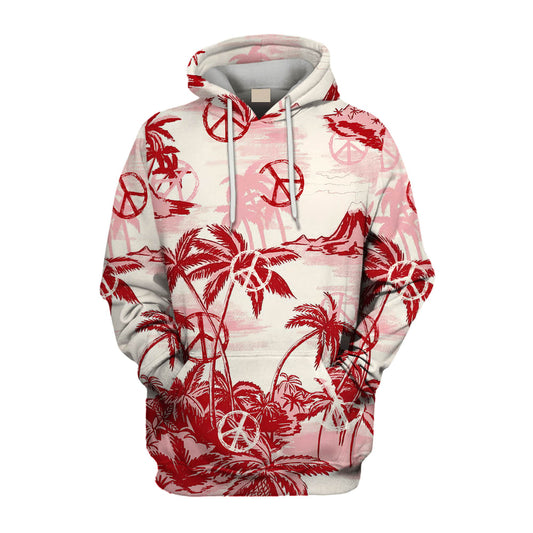 Hippie Tree On Desert Island Red All Over Print 3D Hoodie For Men And Women, Hippie Gifts, Hippie Hoodie, Hippie Clothes