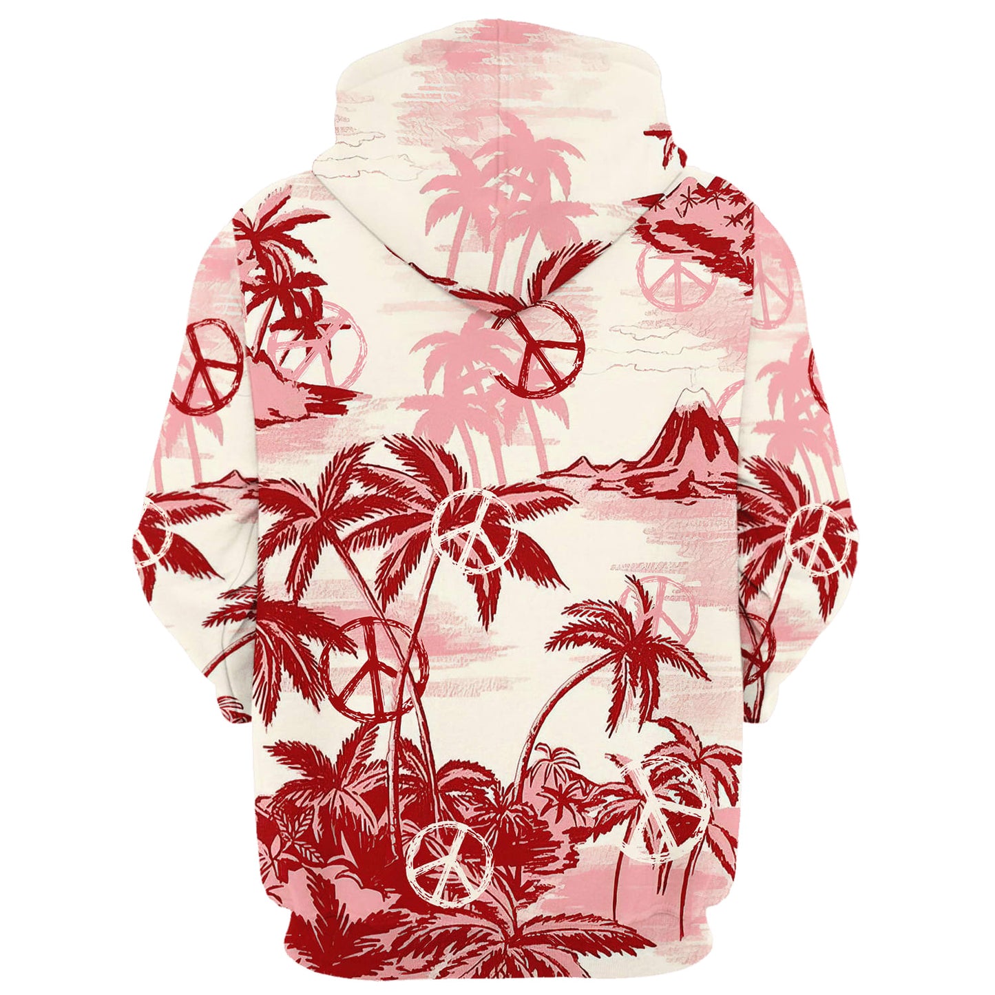 Hippie Tree On Desert Island Red All Over Print 3D Hoodie For Men And Women, Hippie Gifts, Hippie Hoodie, Hippie Clothes