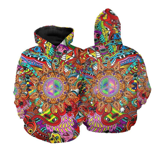 Hippie Trippy Aesthetic All Over Print 3D Hoodie For Men And Women, Hippie Gifts, Hippie Hoodie, Hippie Clothes