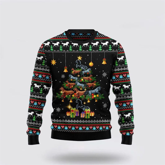 Horse Tree Ugly Christmas Sweater For Men And Women, Farm Ugly Sweater, Christmas Fashion Winter