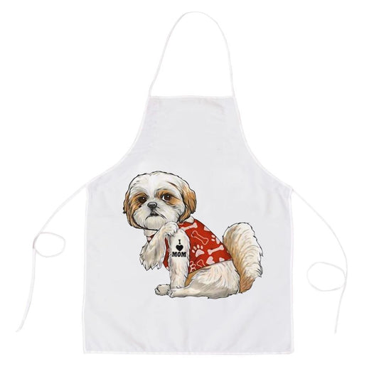 I Love Mom Tattoo Shih Tzu Mom Funny Mothers Day Gift Apron, Mother's Day Apron, Funny Cooking Apron For Mom