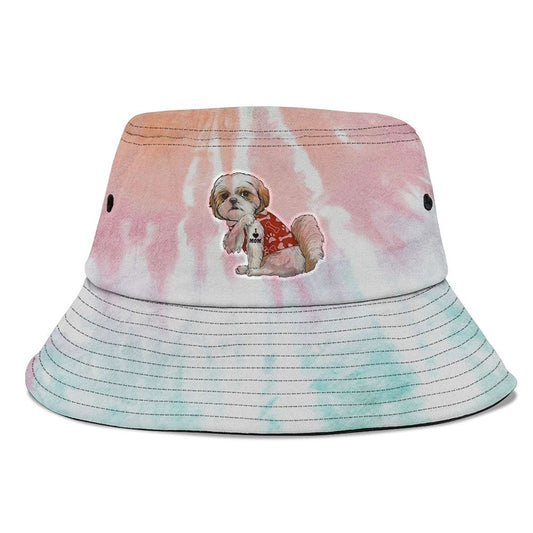 I Love Mom Tattoo Shih Tzu Mom Funny Mothers Day Gift Bucket Hat, Mother's Day Bucket Hat, Mother's Day Gift, Sun Protection Hat For Women