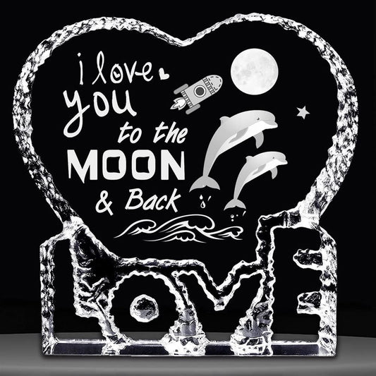 I Love You To The Moon And Back Heart Crystal, Mother's Day Heart Crystal, Gift For Her, Anniversary Gift