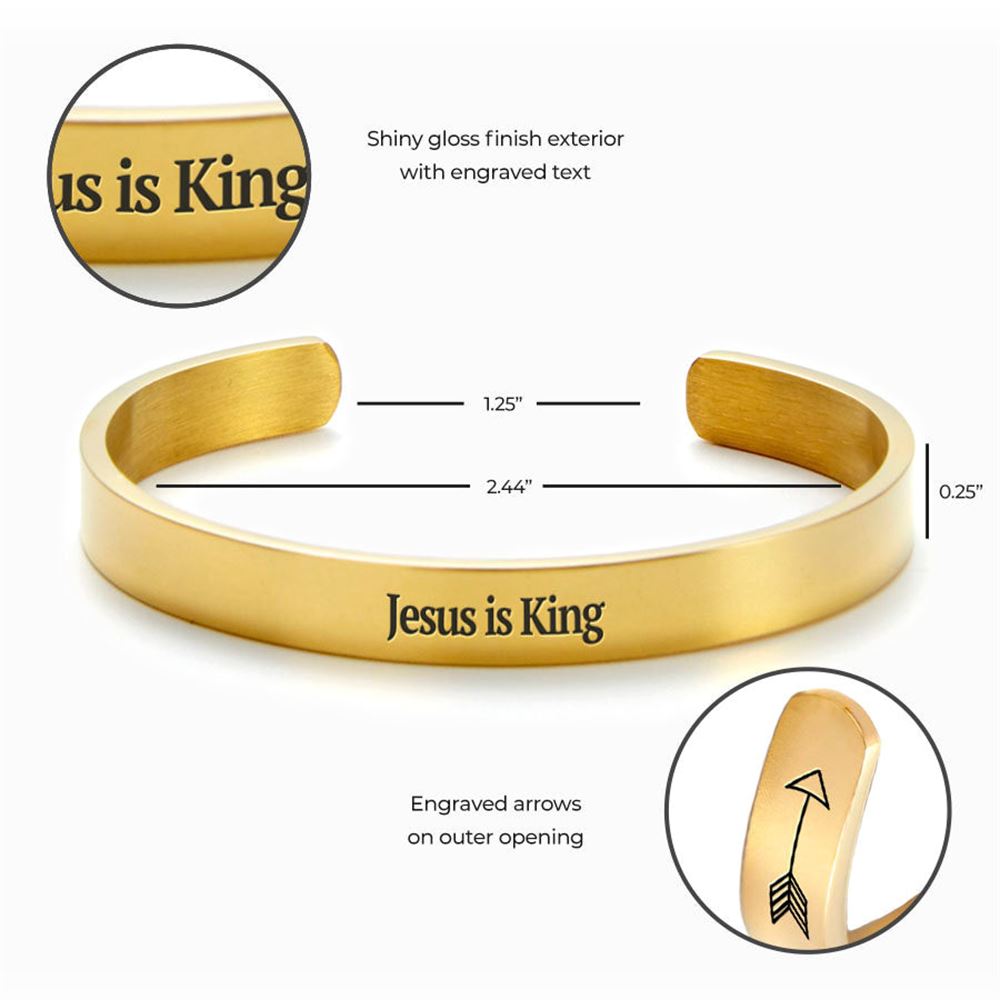 Jesus Is King Personalizable Cuff Bracelet, Christian Bracelet For Women, Bible Jewelry, Inspirational Gifts