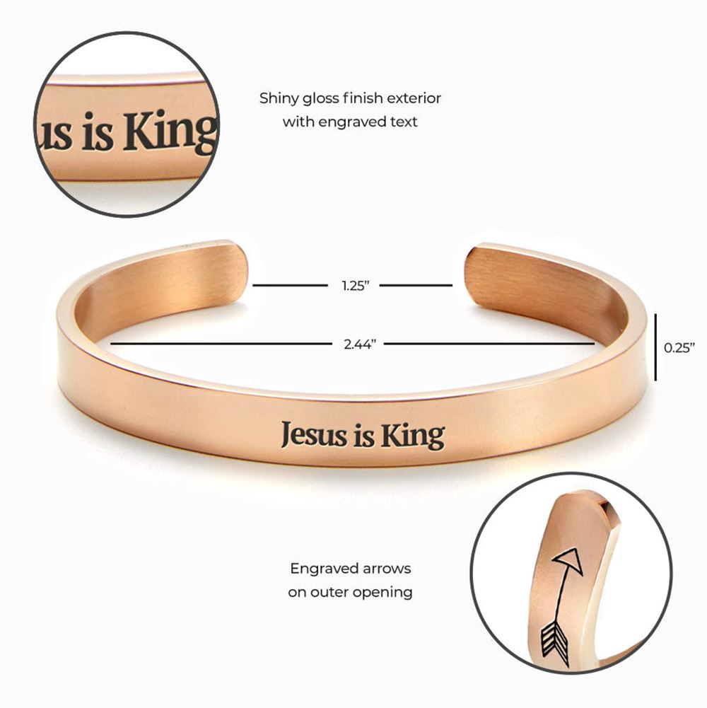Jesus Is King Personalizable Cuff Bracelet, Christian Bracelet For Women, Bible Jewelry, Inspirational Gifts