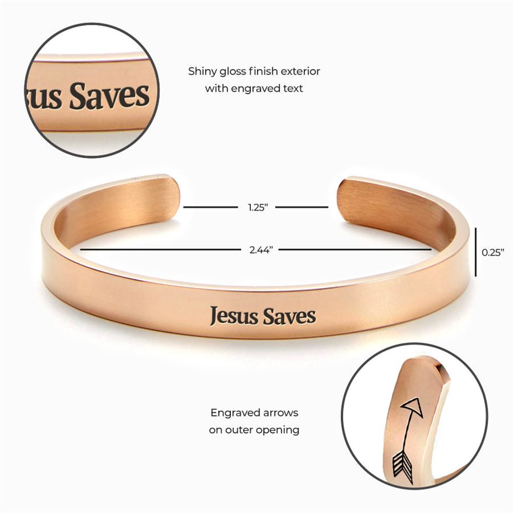 Jesus Saves Personalizable Cuff Bracelet, Christian Bracelet For Women, Bible Jewelry, Inspirational Gifts