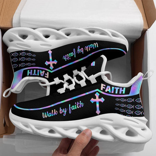 Jesus Walk By Faith Running Sneakers Black Shoes Max Soul Shoes, Christian Soul Shoes, Jesus Running Shoes, Fashion Shoes