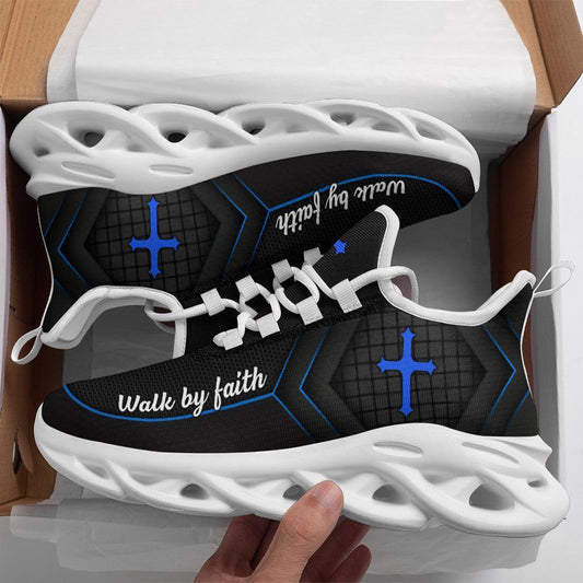 Jesus Walk By Faith Running Sneakers Christ Black Max Soul Shoes, Christian Soul Shoes, Jesus Running Shoes, Fashion Shoes