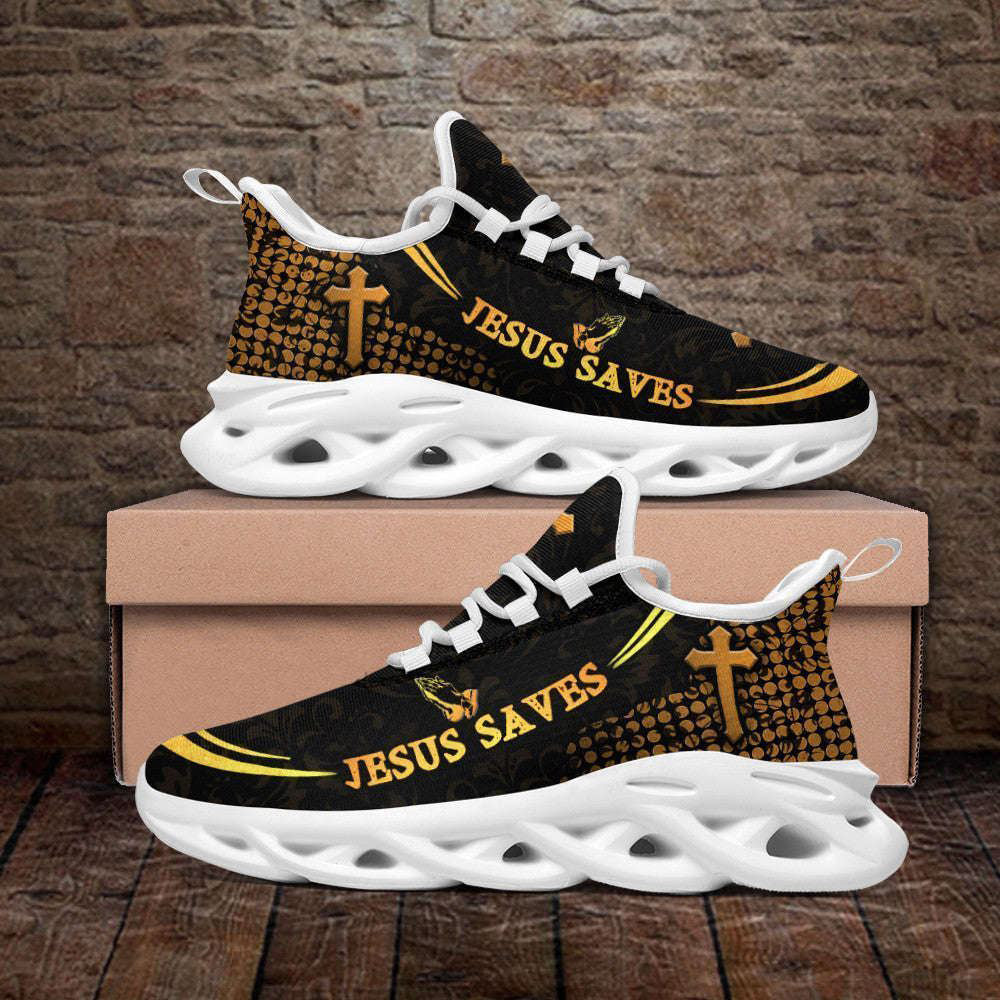 Jesus White Black Saves Running Sneakers Max Soul Shoes, Christian Soul Shoes, Jesus Running Shoes, Fashion Shoes