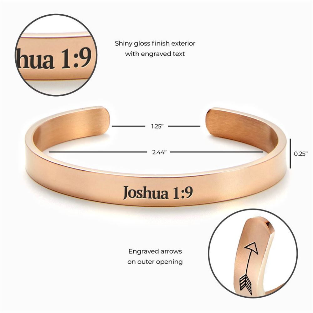 Joshua 19 Be Strong Cuff Bracelet, Christian Bracelet For Women, Bible Jewelry, Inspirational Gifts