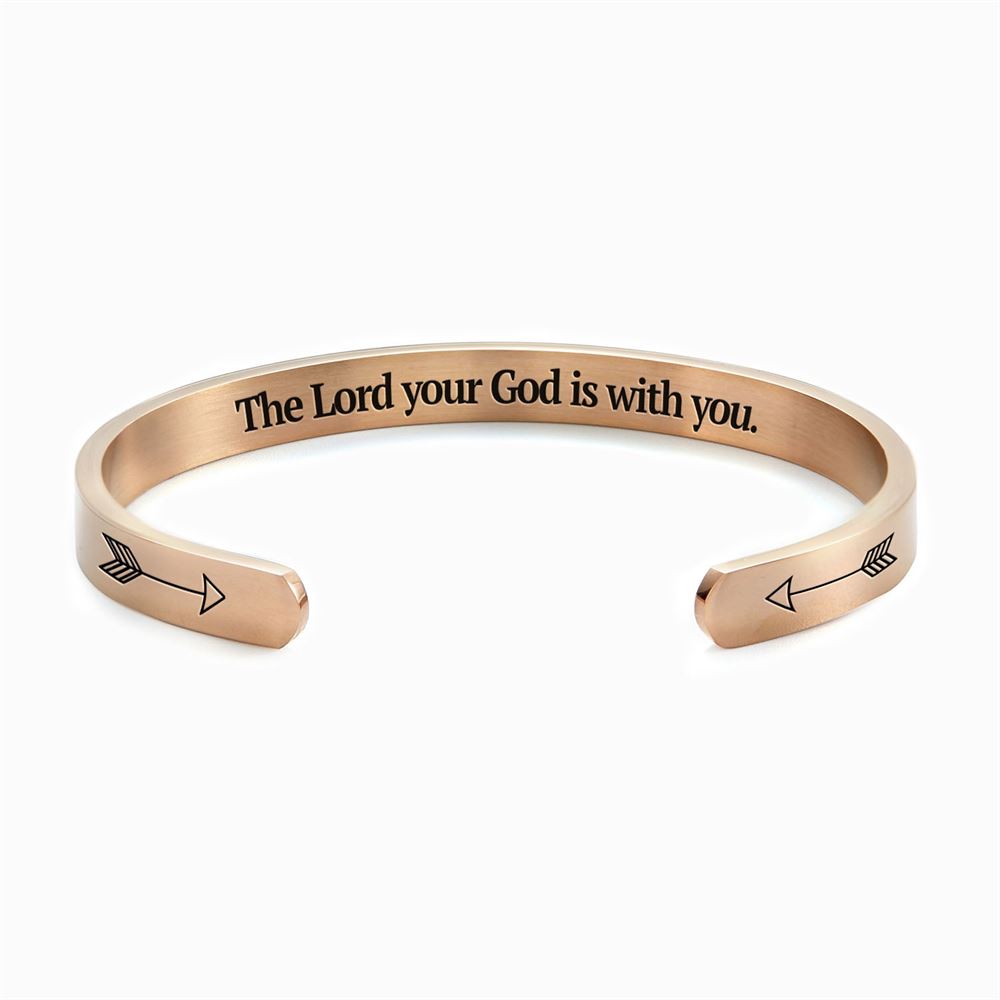 Joshua 19 He is With You Cuff Bracelet, Christian Bracelet For Women, Bible Jewelry, Inspirational Gifts