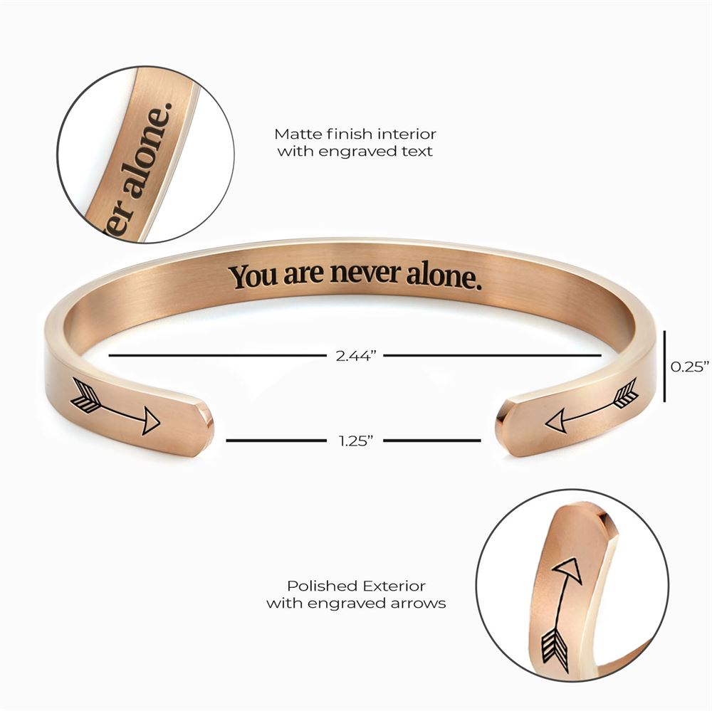 Joshua 19 Never Alone Cuff Bracelet, Christian Bracelet For Women, Bible Jewelry, Inspirational Gifts
