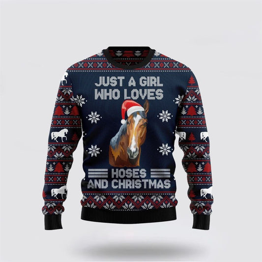 Just A Girl Who Loves Horse Ugly Christmas Sweater For Men And Women, Farm Ugly Sweater, Christmas Fashion Winter