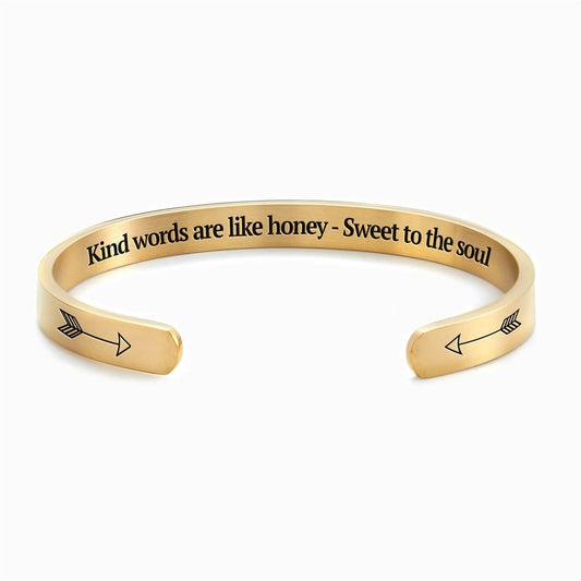 Kind Words Are Like Honey - Sweet To The Soul Personalized Cuff Bracelet, Christian Bracelet For Women, Bible Jewelry, Mother's Day Jewelry