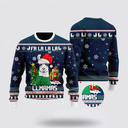 Llama Christmas Hat Ugly Christmas Sweater For Men And Women, Farm Ugly Sweater, Christmas Fashion Winter