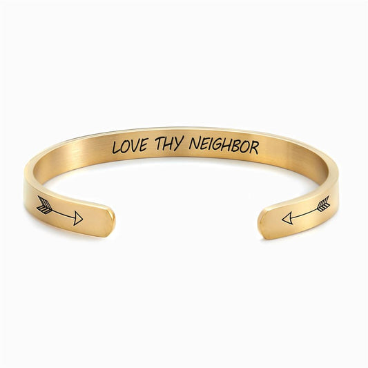 Love Thy Neighbor Personalized Cuff Bracelet, Christian Bracelet For Women, Bible Jewelry, Mother's Day Jewelry