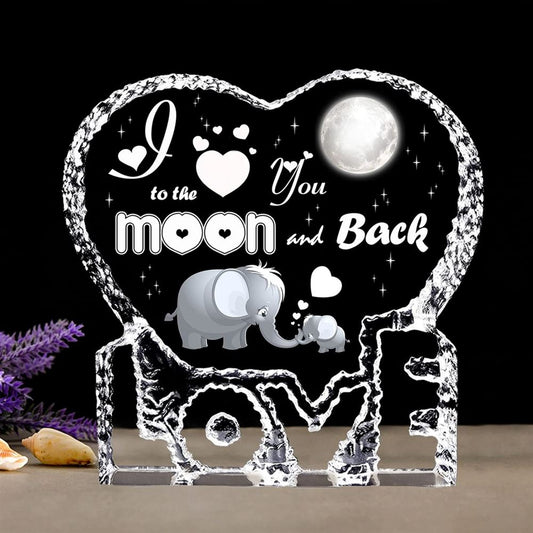Love U To The Moon And Back Heart Crystal, Mother's Day Heart Crystal, Gift For Her, Anniversary Gift