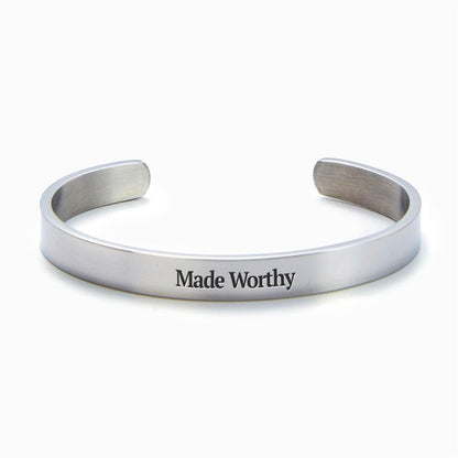 Made Worthy Personalized Cuff Bracelet, Christian Bracelet For Women, Bible Jewelry, Inspirational Gifts