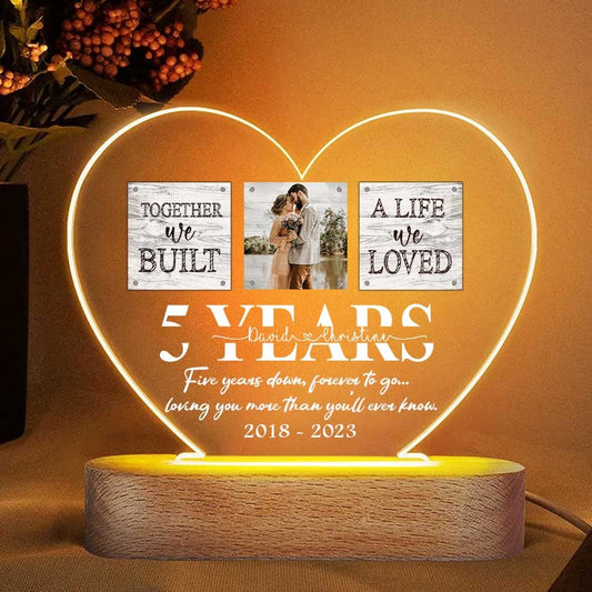 Mother's Day Led Night Light, 5 Year Anniversary Gift for Wife, Custom Couple Photo Husband and Wife Night Light Bedroom Decor