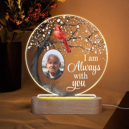 Mother's Day Led Night Light, Cardinal Always With You Blossom Tree Family Memorial, Custom Photo, Personalized Night Light
