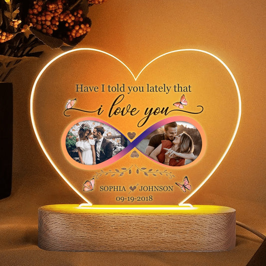 Mother's Day Led Night Light, Custom Photo Infinity Love, Personalized Wedding Anniversary Night Light Gifts For Husband and Wife